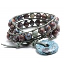 Double Wrap Bracelet Rainbow Calsilica with Turquoise Closure