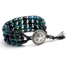 Blue Green Chrysocolla & Black Glass Woven Cuff 