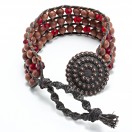 Brown Goldstone & Ruby Red Glass Bracelet