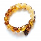 The "Root Beer" Yellow Jade & Glass Memory Wire Bracelet