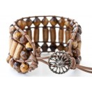 Golden Coral & Tiger's Eye Cuff with Vintage Clasp