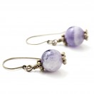 Genuine Amethyst & Brass Earrings