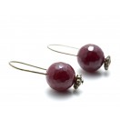 Burgundy Brass Drop Earrings