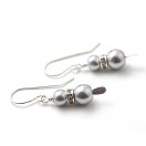 Silver Pearl & Crystal Dangle Earrings