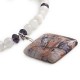 Bamboo Agate Necklace with Pale Pink Quartz and Purple Crystal